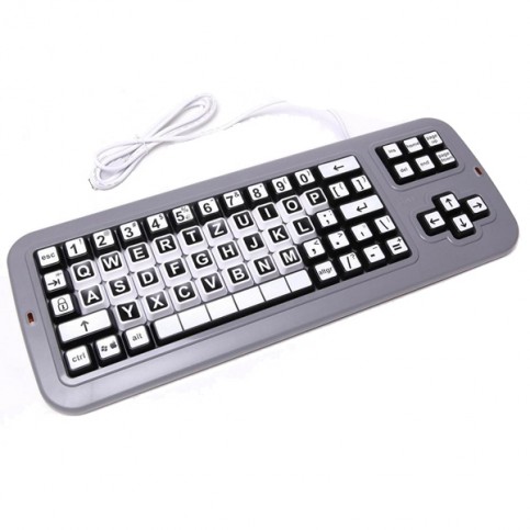 Clevy Tastatur QWERTZ Schwarz/Weiß Kontrast